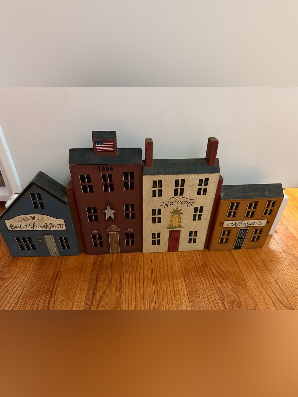 2002 Bob Huffman signed primitive wooden houses collectible Americana folk art
